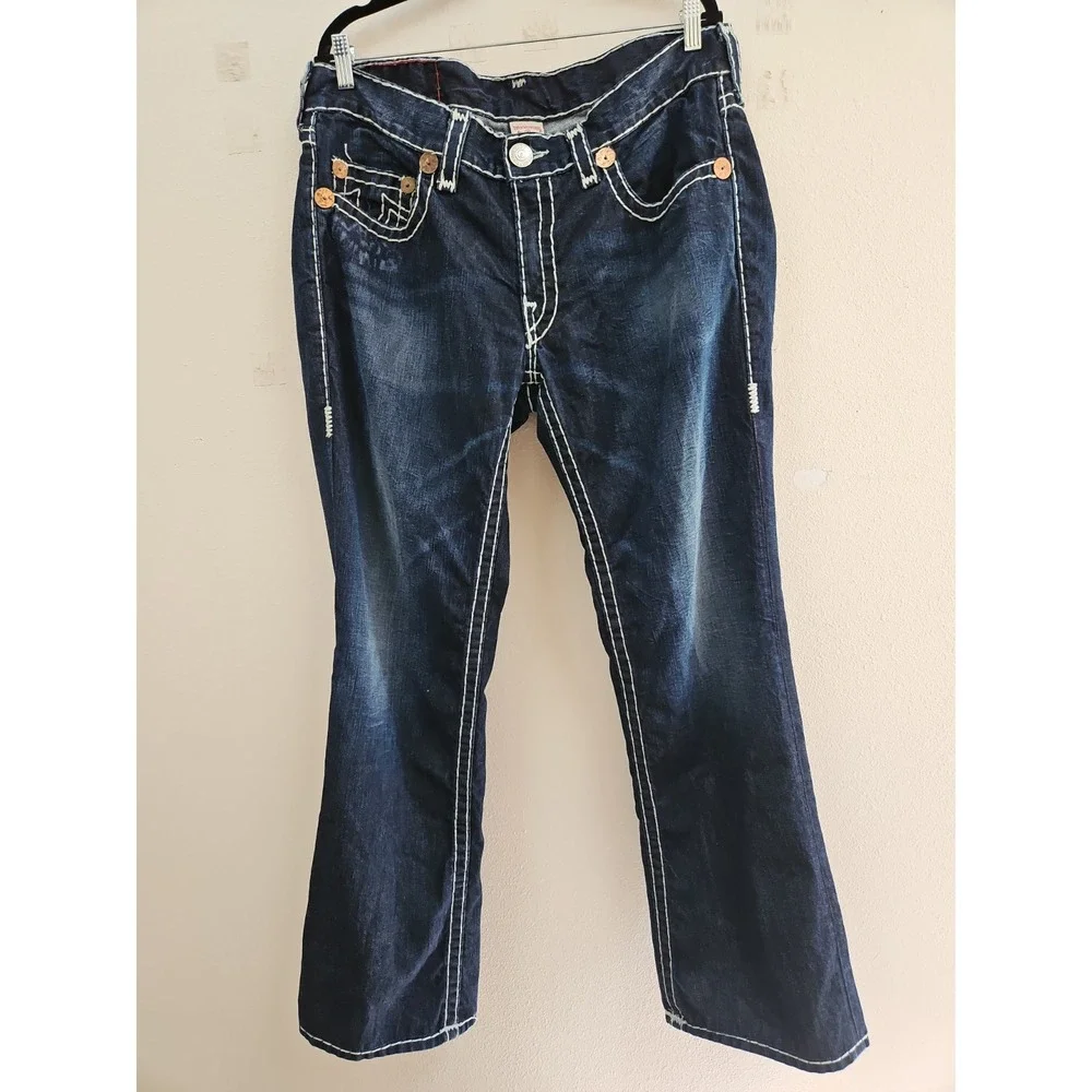 True Religion Joey Super T Denim Jeans Mens Size 36x33  Actual 36×31  USA